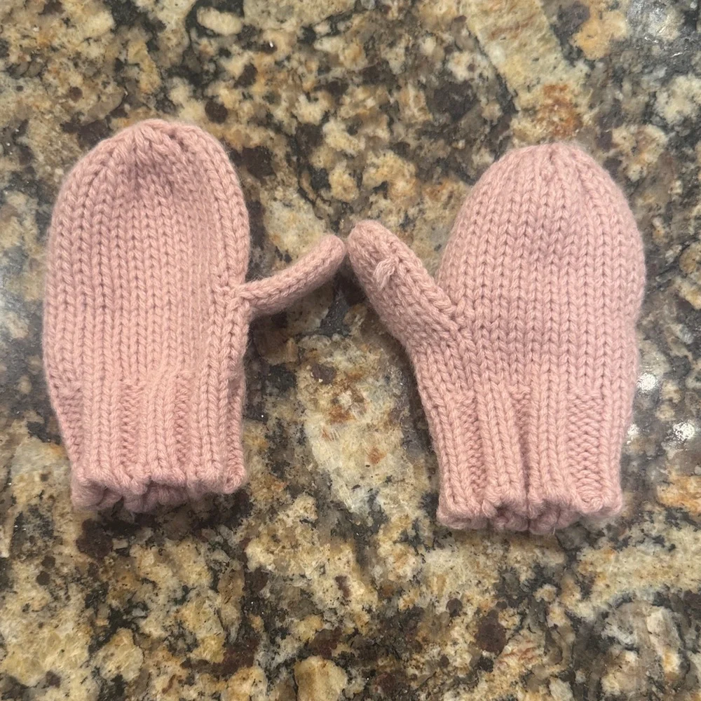 Cozy Pink Knit Mittens for Infants